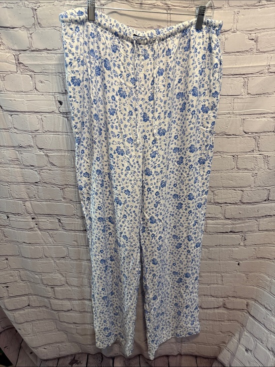 Sincerly Jules Pants - Sincerely Jules White Pants with Blue Floral Print